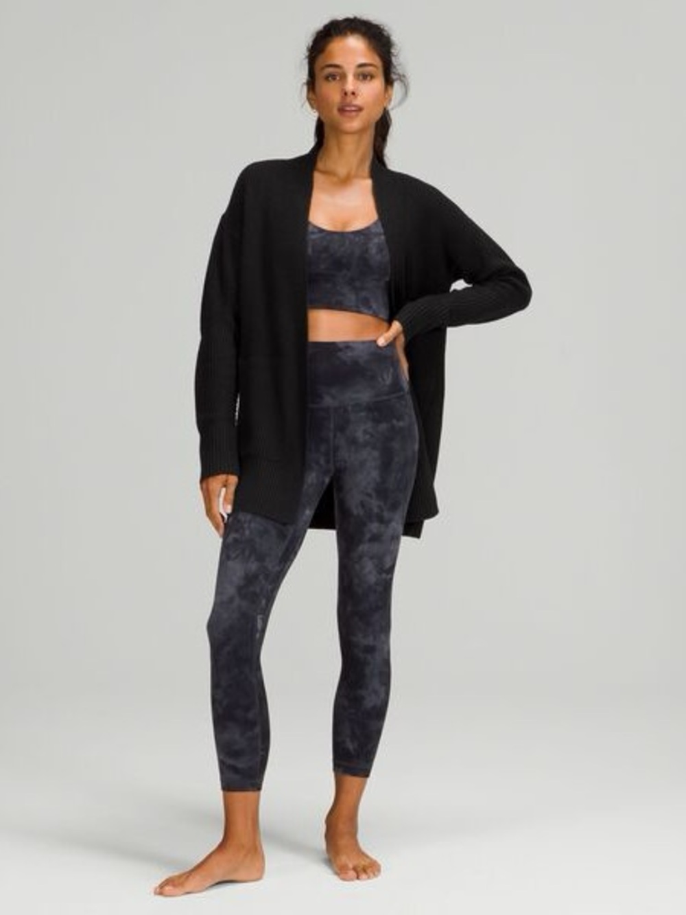 lululemon athletica Black Cashlu Open-Front Ribbed Cardigan
